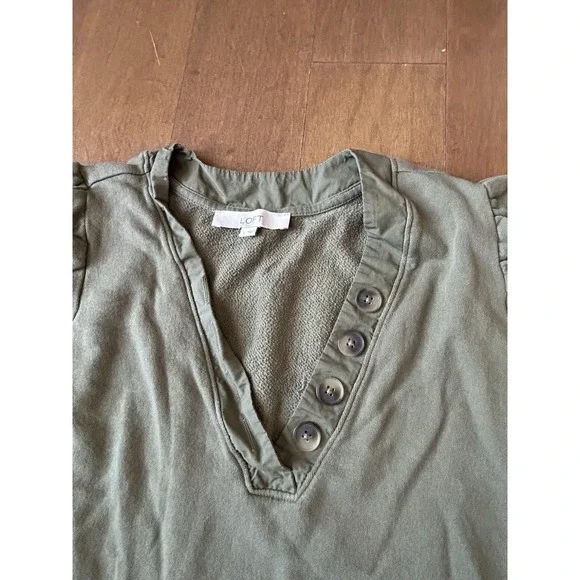 LOFT Bundle V-Neck Button Accent 3/4 Sleeve Women's Top Size L Sweater Spring - Picture 3 of 5